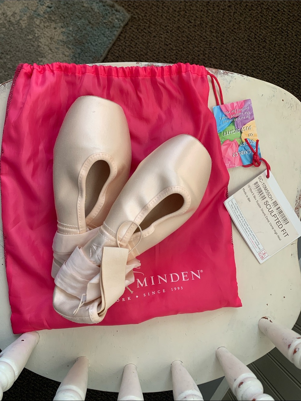 Gaynor Minden Europa Satin Pointe Shoes in Light Pink with Drawstring Bag